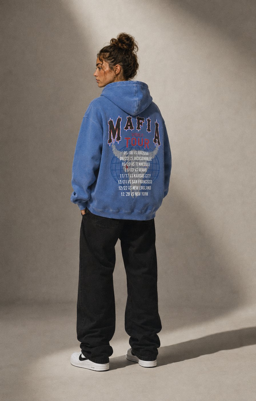 Sienna Blake — Buffalo World Tour hoodie, back graphic
