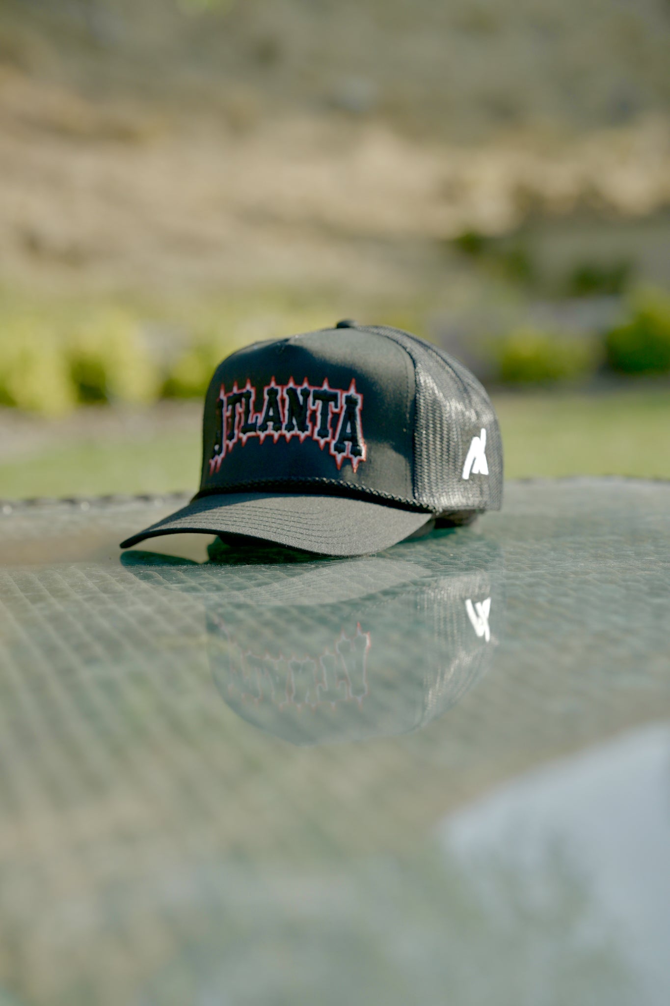 Atlanta Embroidered Black Trucker