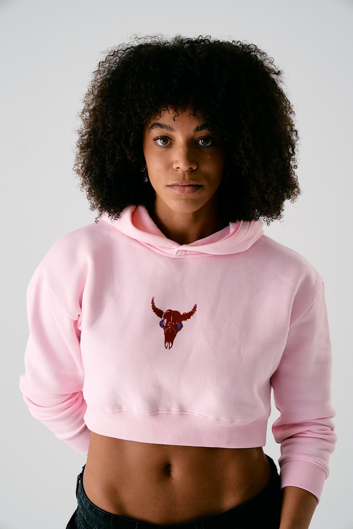 Mafiette Pink Cropped Hoodie